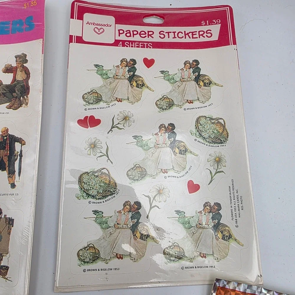 Vintage Hallmark Ambassador Sticker Lot Jan Hagara Postcards Victorian Ephemera